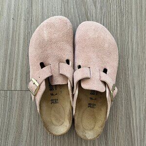 Birkenstock Light Rose Suede Leather Boston Clogs (Size 38/7-7.5)